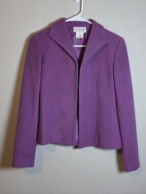 J.G. HOOK Vintage Purple Wool Blend Open Front Blazer Jacket Sz 4 Dark Academia